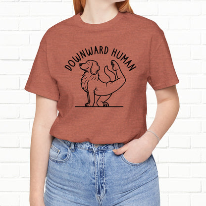 Funny Dog Yoga 'Downward Human' Unisex T-Shirt