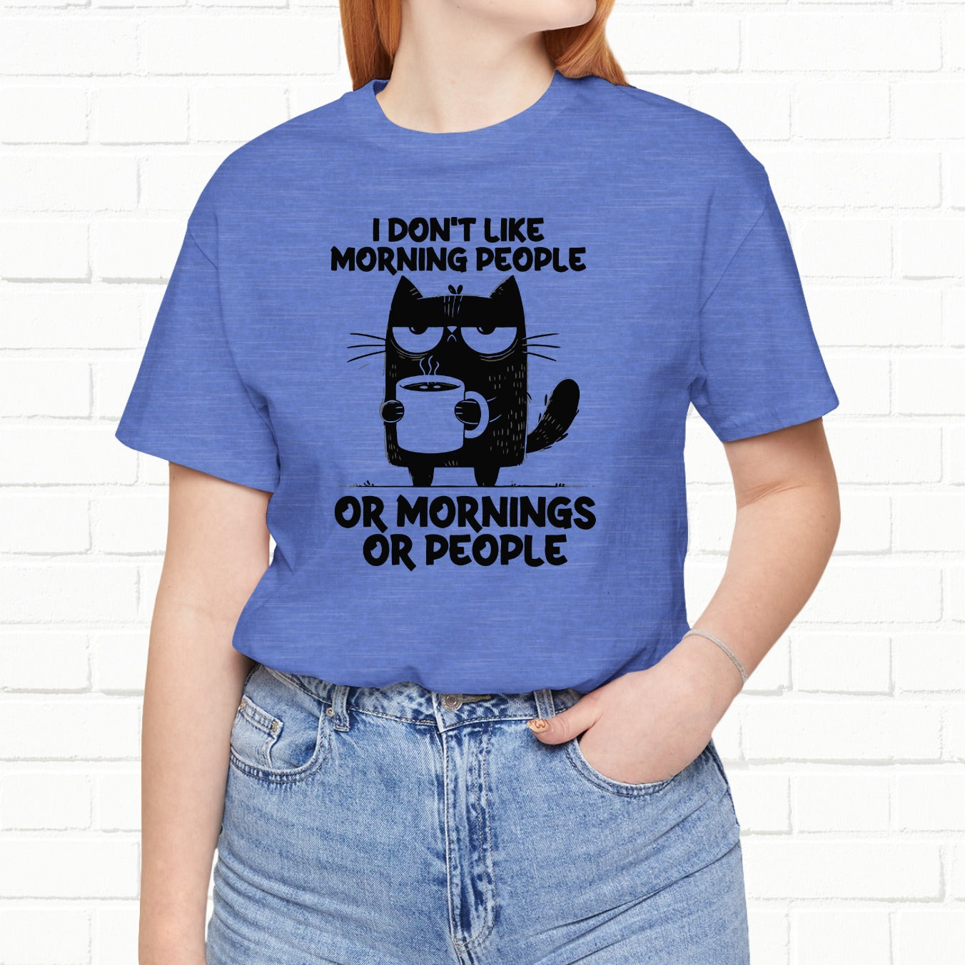 I Don't Like Morning People Funny Grumpy Cat Unisex T-Shirt