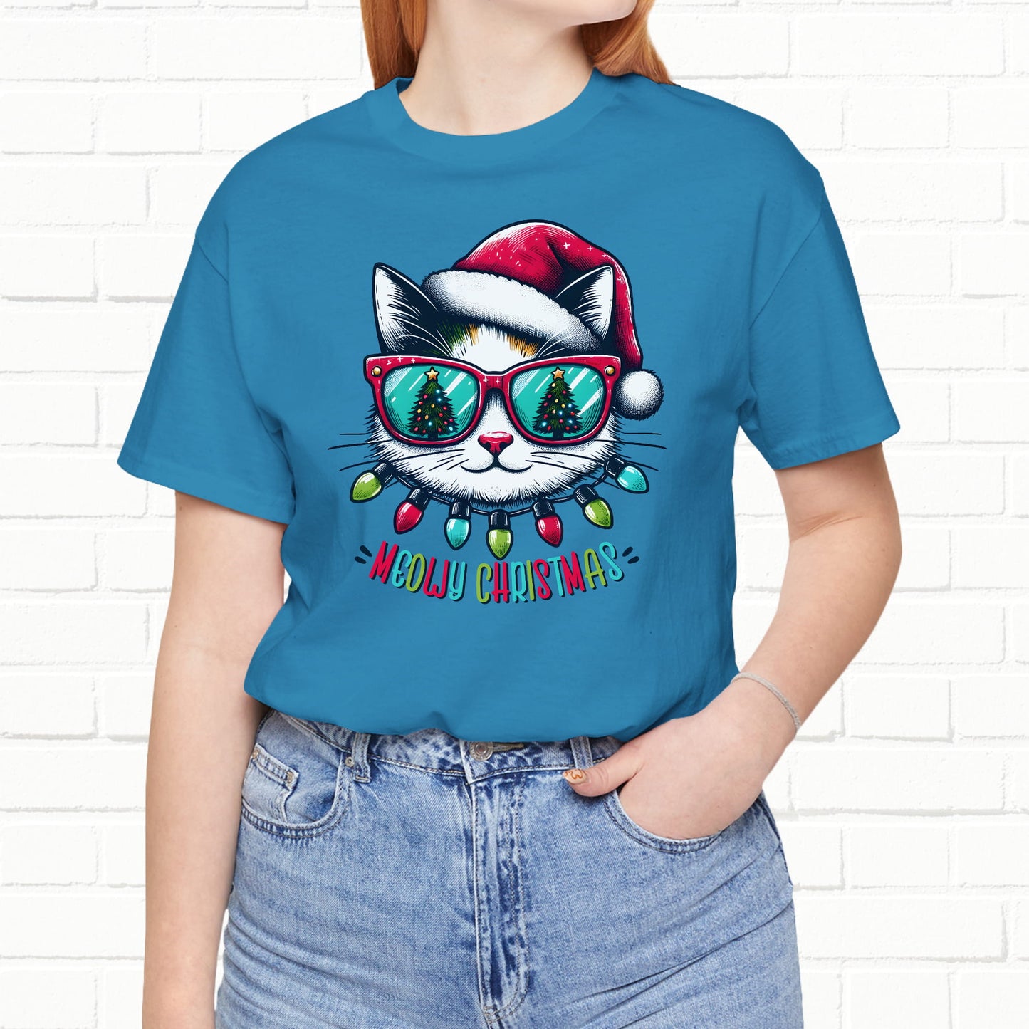 Meowy Christmas Funny Cool Cat Unisex T-Shirt
