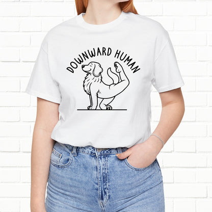 Funny Dog Yoga 'Downward Human' Unisex T-Shirt