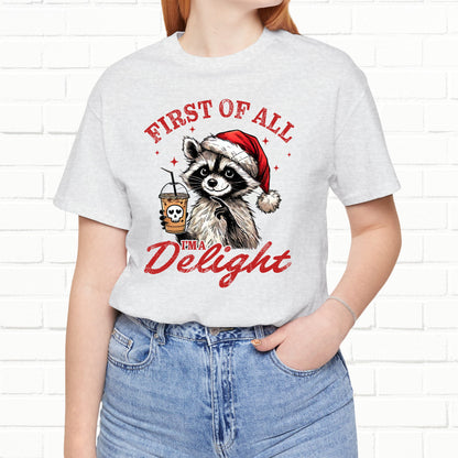 Raccoon I'm A Delight Funny Unisex Christmas T-Shirt
