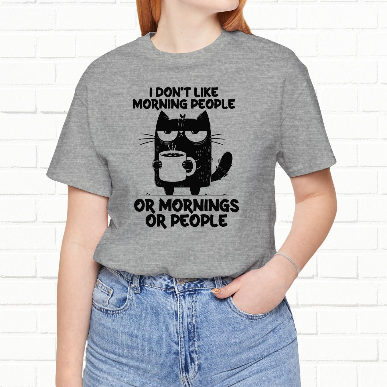 I Don't Like Morning People Funny Grumpy Cat Unisex T-Shirt