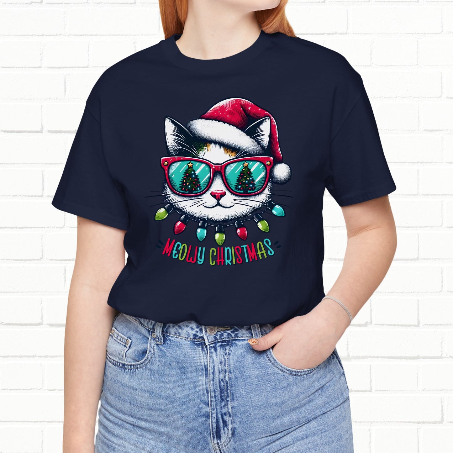 Meowy Christmas Funny Cool Cat Unisex T-Shirt