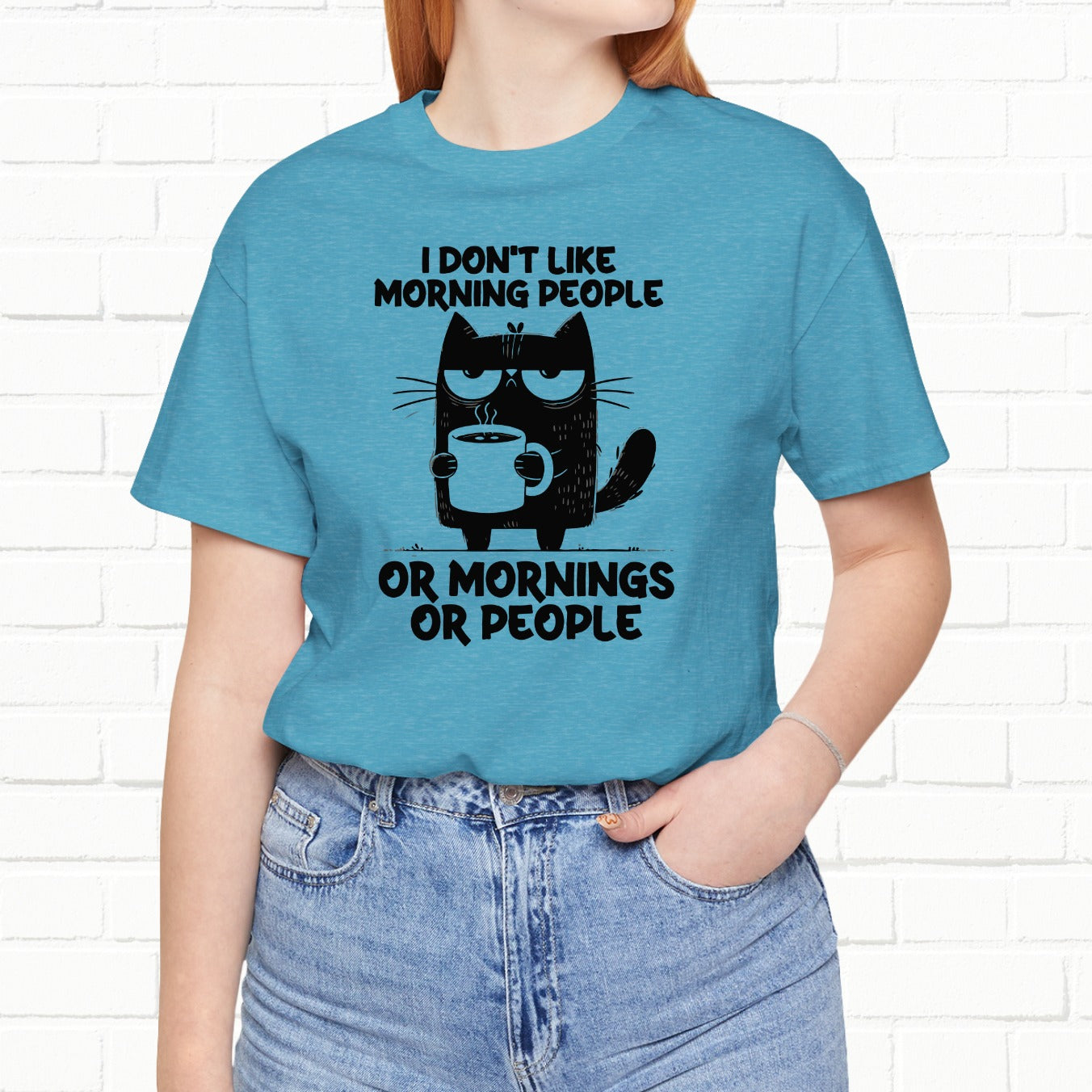I Don't Like Morning People Funny Grumpy Cat Unisex T-Shirt