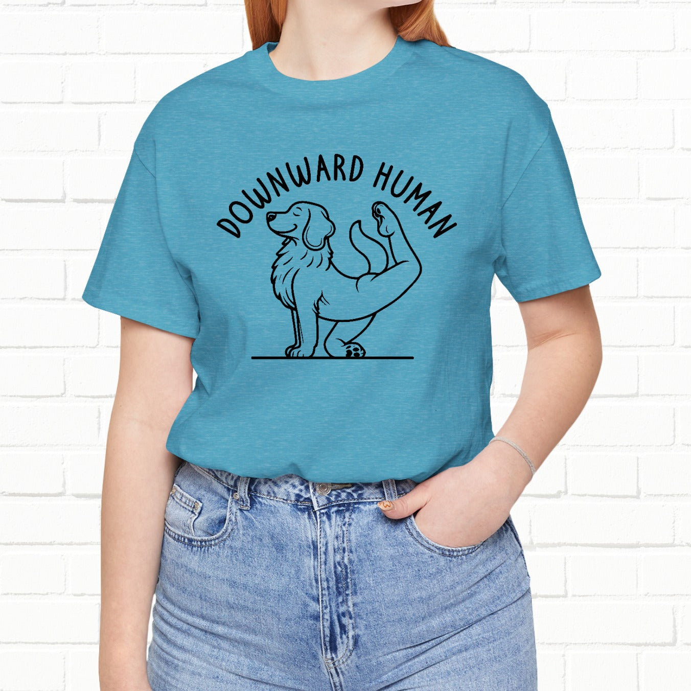 Funny Dog Yoga 'Downward Human' Unisex T-Shirt