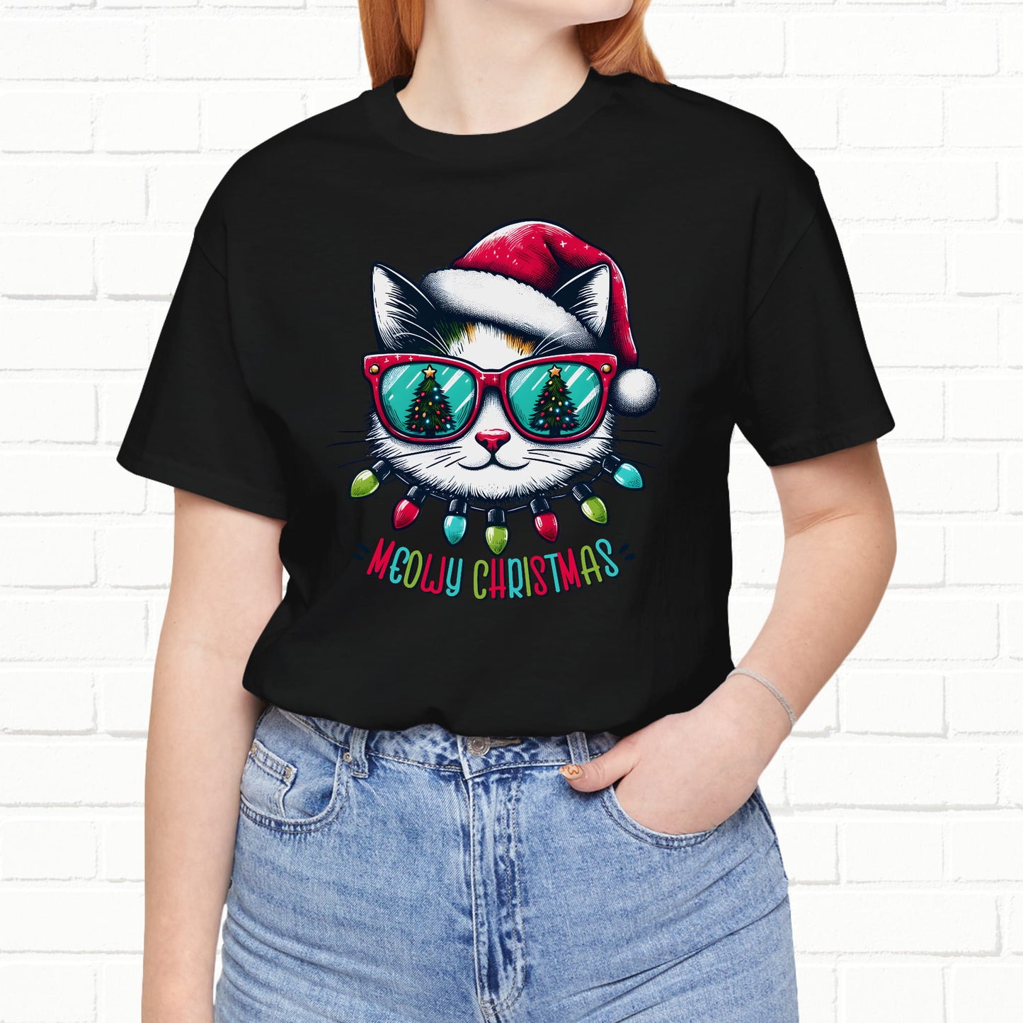 Meowy Christmas Funny Cool Cat Unisex T-Shirt
