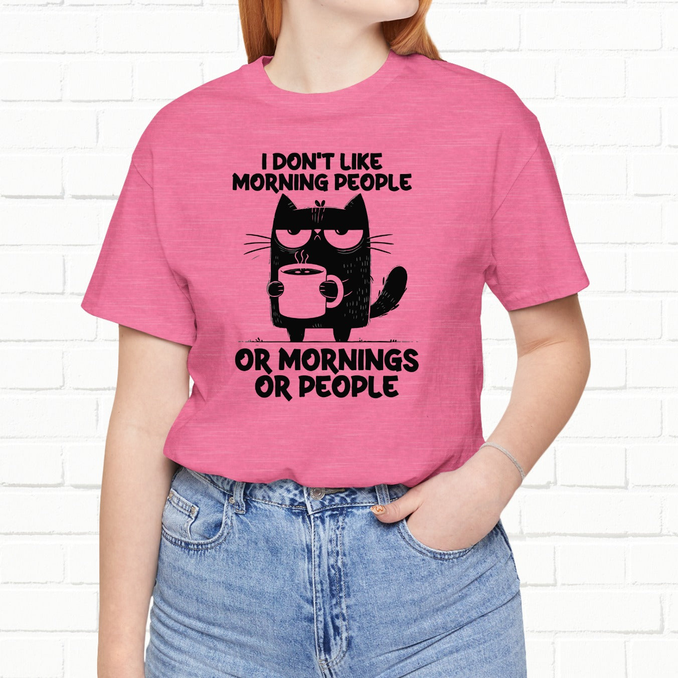 I Don't Like Morning People Funny Grumpy Cat Unisex T-Shirt