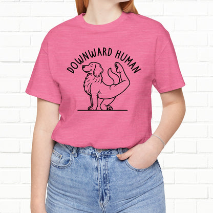 Funny Dog Yoga 'Downward Human' Unisex T-Shirt