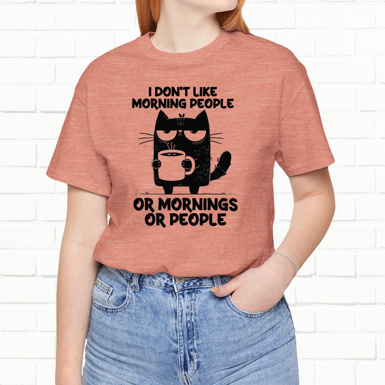 I Don't Like Morning People Funny Grumpy Cat Unisex T-Shirt
