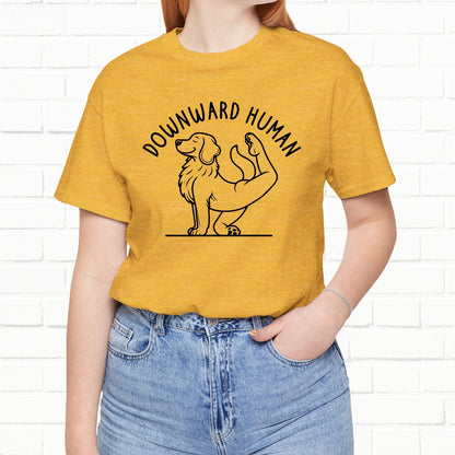 Funny Dog Yoga 'Downward Human' Unisex T-Shirt