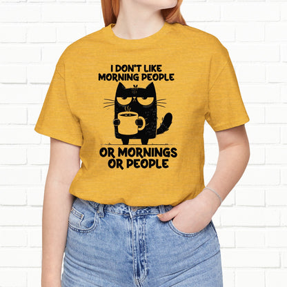 I Don't Like Morning People Funny Grumpy Cat Unisex T-Shirt