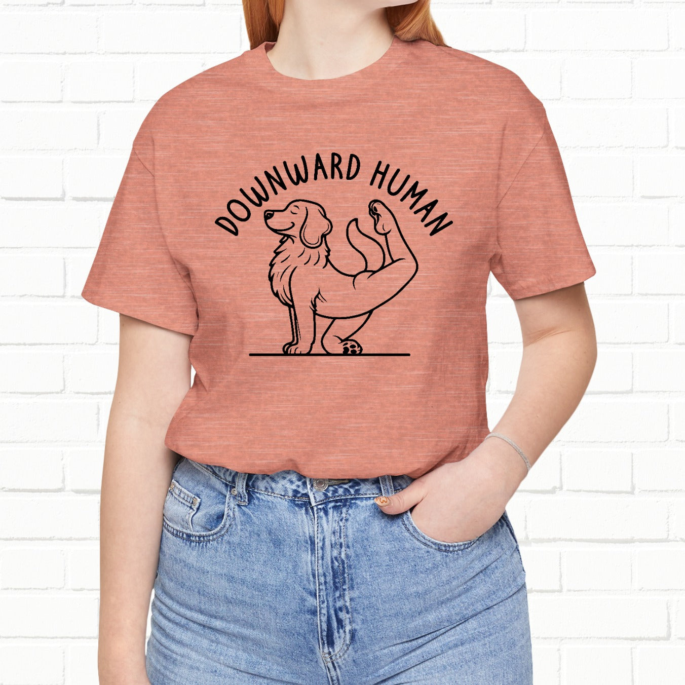 Funny Dog Yoga 'Downward Human' Unisex T-Shirt
