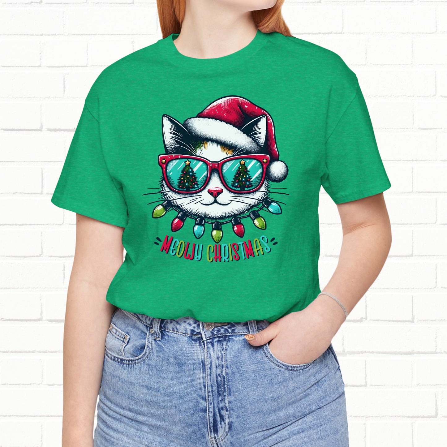 Meowy Christmas Funny Cool Cat Unisex T-Shirt