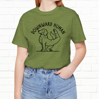 Funny Dog Yoga 'Downward Human' Unisex T-Shirt
